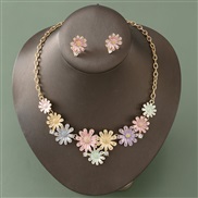 (SZ 644jinse)occidental style color daisy butterfly pendant Alloy necklace earrings set woman summer