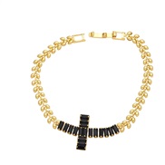 ( black)occidental style fashion personality embed color zircon cross bracelet temperament bracelet womanbrc