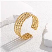 ( Gold)occidental style Irregular pattern opening titanium steel bangle high personality all-Purpose stainless steel c