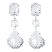 ( White K)E fashion elegant diamond drop earring  retro temperament splice geometry Alloy earrings woman