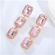 ( Pink)occidental style fashion diamond zircon gem ear stud long square crystal earrings Earring high