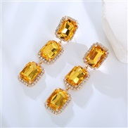 ( yellow)occidental style fashion diamond zircon gem ear stud long square crystal earrings Earring high