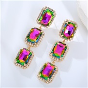 (green )occidental style fashion diamond zircon gem ear stud long square crystal earrings Earring high
