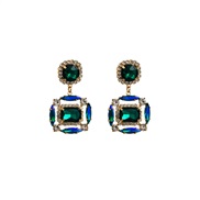 ( green)occidental style fashion new fresh ear stud all-Purpose diamond square Rhinestone earrings lady geometry Earring