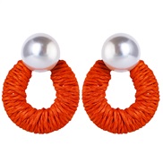 ( Orange)occidental style summer earrings handmade weave geometry Oval Pearl earrings Bohemian style