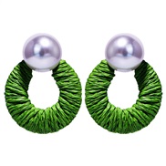 ( green)occidental style summer earrings handmade weave geometry Oval Pearl earrings Bohemian style