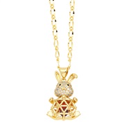 (B)occidental style fashion personality embed color zircon animal necklace woman  lovely rabbit samll pendantnkt