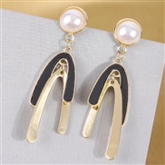 fashion conciseU Word Modeling double color personality woman earring