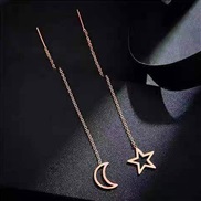 fashion sweet concise Moon and stars titanium steel personality woman earring