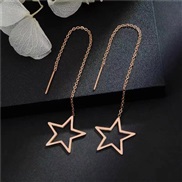 fashion sweet concise Five-pointed star titanium steel personality woman earring