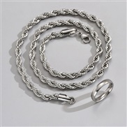 50cm stainless steel silver color establishment twisted man necklace surface ring set