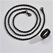 60cm stainless steel black establishment twisted man necklace surface ring set