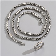 60cm stainless steel splice man necklace surface ring set