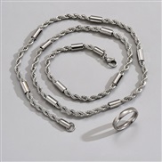 60cm stainless steel splice twisted establishment man necklace surface ring set