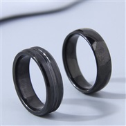 fashion concise black flower surface man stainless steel ring
