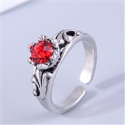 fashion retro color flash diamond opening temperament ring