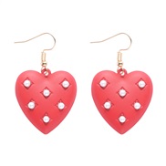 ( red)Korean style woman color lovely Earring Peach heart love earrings embed samll Pearl