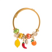 (yellow )Korean styleins wind fashion newDIY Alloy bangle creative more elements enamel fruits pendant bracelet