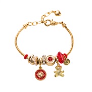 ( red) style gold bracelet woman  embed Pearl enamel samll pendant bangle