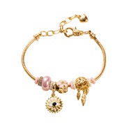 ( Pink)DIY personality beads bracelet occidental style new wind Life tree enamel eyes bangle