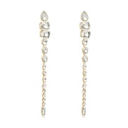 ( white)occidental style long style fashion Alloy embed glass diamond exaggerating earrings woman personality trend sil