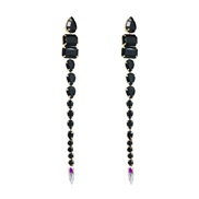 ( black)occidental style long style fashion Alloy embed glass diamond exaggerating earrings woman personality trend sil