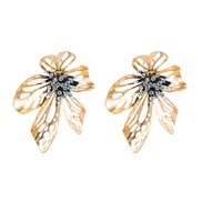 ( Rose Gold)fashion handmade beads flowers earrings occidental style wind Alloy flowers earring fashion retro samll ear