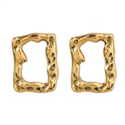 ( Gold)ins fashion trend retro wind Alloy Irregular square earrings woman occidental style ear stud Earringearring