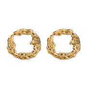 ( Gold)ins fashion brief retro wind Alloy Irregular Round earrings woman occidental style ear stud Earringearring