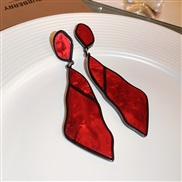 (4  Silver needle  red)silver geometry Irregular earrings fashion Acrylic temperament ear stud occidental style exagger