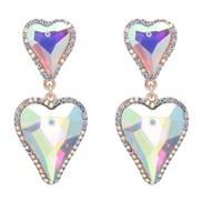 (AB)Colorful glass mosaic love Peach heart earrings occidental style woman ear stud