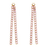 ( Pink)occidental style long style brief fully-jewelled tassel earringsins personality samll earring Earringera