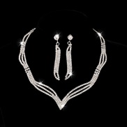 ( Silver) claw chain Rhinestone bride set earrings necklace  zircon drop necklace earring