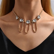 ( Gold)creative trend multilayer Rhinestone love clavicle necklace ins occidental style clavicle