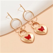 ( Gold)creative trend geometry love enamel butterfly earrings woman ins occidental style personality earring