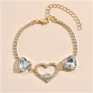 ( Gold)occidental style creative personality Rhinestone hollow love bracelet woman ins brief trend samll