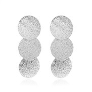( Silver)occidental style  brilliant Round long style earring  brief earrings round earrings  F