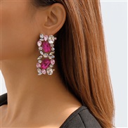 ( rose Red)E exaggerating retro flowers earrings  colorful diamond personality Earring fashion elegant earring woman