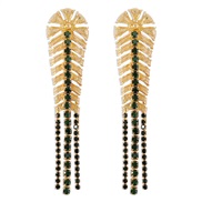 (gold +green )E occidental style wind exaggerating Earring  temperament claw chain retro Metal earrings creative leaves