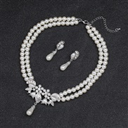 ( white)multilayer Pearl necklace earrings two bride high