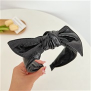 ( black butterfly ) same style Imitation leather bow high width Headband sweet woman all-Purpose HeadbandR