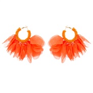 ( orange)occidental style personality creative handmade weave beads flowers earring Earring exaggerating Bohemia Chiffo