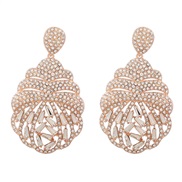 ( Gold) fully-jewelled flowers earrings woman occidental style exaggerating earring Alloy diamond