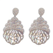 (silvery AB color) fully-jewelled flowers earrings woman occidental style exaggerating earring Alloy diamond