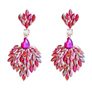 ( red) occidental style colorful diamond earrings woman Alloy diamond Earring exaggerating fully-jewelled super samll