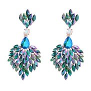 ( green) occidental style colorful diamond earrings woman Alloy diamond Earring exaggerating fully-jewelled super samll