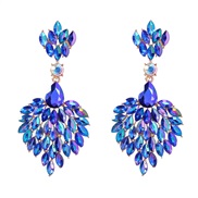 ( blue) occidental style colorful diamond earrings woman Alloy diamond Earring exaggerating fully-jewelled super samll