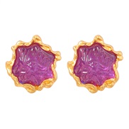 (purple)spring Alloy resin flowers occidental style earrings woman Bohemia ethnic style Earringearrings