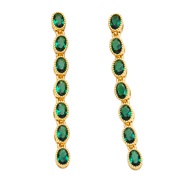 ( green) Earring retro temperament fully-jewelled long style tassel earrings occidental style fashion personality exagg