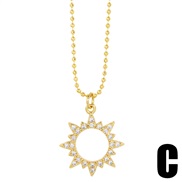 (C) hollow love sun necklace woman personalityins windk gold diamond sun clavicle chain chainnkb